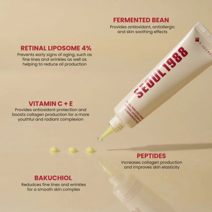 K-SECRET SEOUL 1988 Contorno de Ojos: Retinal Liposome 4% + Soja Fermentada
