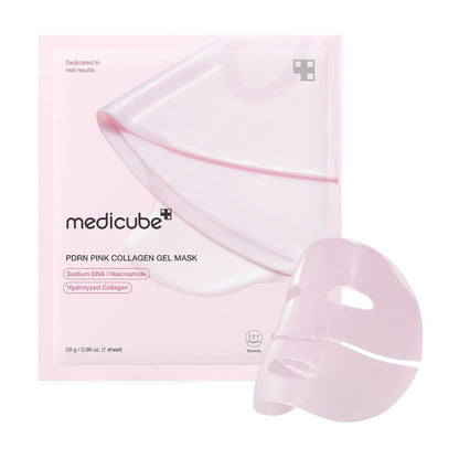 (4 unidades) Caja de mascarillas de gel de colágeno rosa PDRN de Medicube